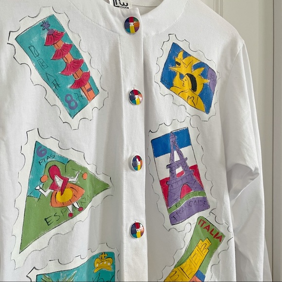 Artsy Hand-Painted Button-Up Cardigan Sweater - Hand Painted - Picture 2 of 8